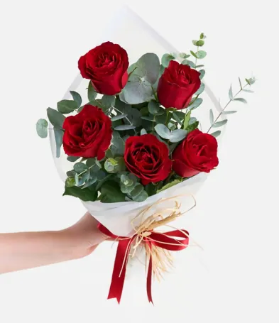 Bouquet of 5 Red Roses