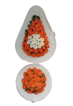 İki Katlı Turuncu Gerbera Çelenk