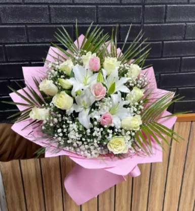 Mixed Bouquet in Pink Wrap