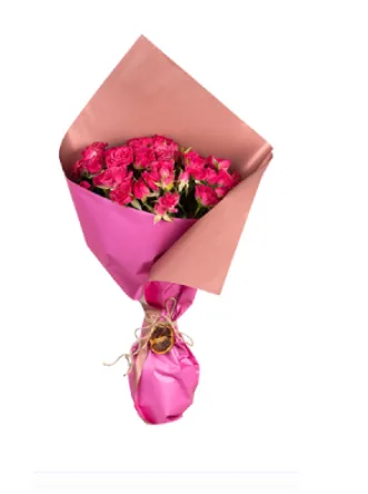 Pembe Buket Kağıdında Pembe Çardak Güller (20'li)